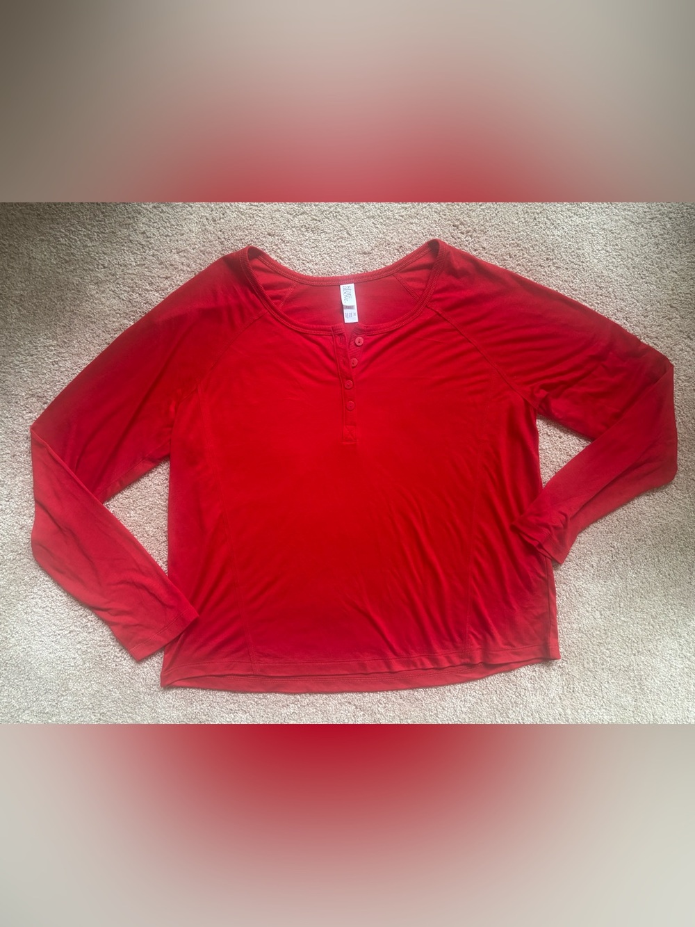 stars above Red Long-Sleeve Henley Top